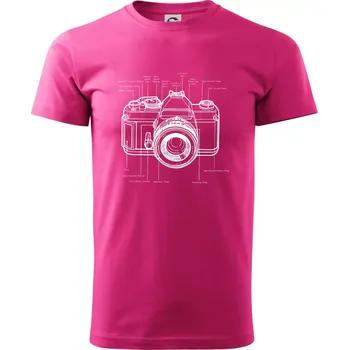 Pánské tričko Nákres starý fotoaparát - Klasické pánské triko vyšší gramáže - M ( Purpurová )