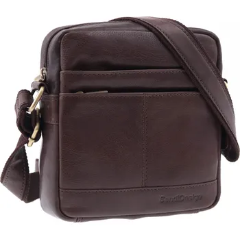 Pánská kožená taška přes rameno Sendi Design Todor tmavě hnědá