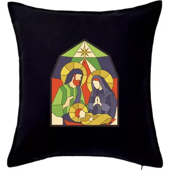 Polštář Vitráž - jesličky - Polštář 50x50 - 50x50 - Pouze potah ( Černá )