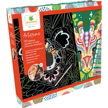 kreativní sada Sycomore Artissimo - XXL kreativní sada - vyškrabávání a pískování - zvířecí portréty
