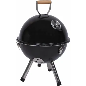 Zahradní gril Mini gril na dřevěné uhlí s kotlíkem, černý kulatý, přenosný