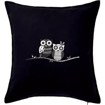 Polštář Dvě sovy abstraktní - Polštář 50x50 - 50x50 - Včetně výplně ( Černá )