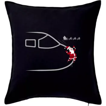 Polštář Santa a letadlo (Hana-creative) - Polštář 50x50 - 50x50 - Pouze potah ( Černá )