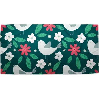 Osuška Sablio Ručník Červené kvítí s ptáčky - 50x100 cm