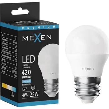 Žárovka Mexen Nova LED žárovka E27, G45, 4W, Studená - 6500K, 420 lm - L101-E27-0465-01 Żarówki LED