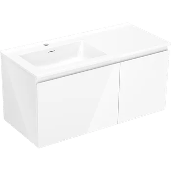 Koupelnový nábytek Mexen Orio koupelnová skříňka 100 cm s umyvadlem Otis levým, 1S, 1D, bílý lesk - 91A13-10047-3-BBFF00-W18L00 Skříňky s umyvadlem