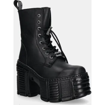 Dámské kozačky Kožené kotníkové boty New Rock CRUST NEGRO, TOWER MAX dámské, černá barva, na podpatku, M-TM001-C2 M.TM001.C2 99X, EUR 38