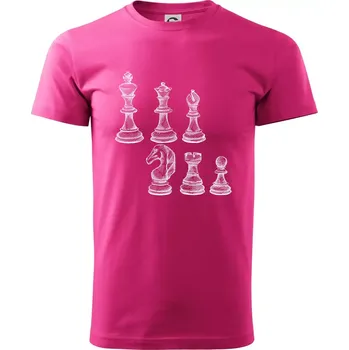 Pánská móda Šachové figurky kreslené - Klasické pánské triko vyšší gramáže - L ( Purpurová )