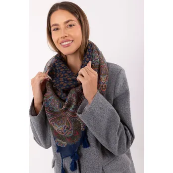 Šátek Tmavě modrý dámský šátek s třásněmi AT-CH-ENEC-72.31P-dark blue Velikost: ONE SIZE