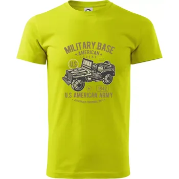 American Army Jeep - Klasické pánské triko vyšší gramáže - 2XL ( Limetková )