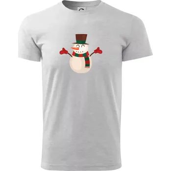 Pánské tričko Vánoční sněhulák - Triko extra velké (5-8XL) - 6XL ( Světlešedý Melír )