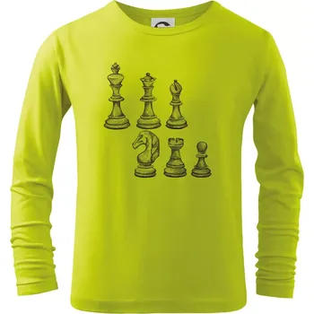 Dětská móda Šachové figurky kreslené - Triko dětské Long Sleeve - 122 cm/6 let ( Limetková )