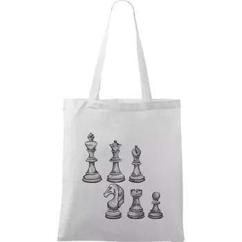 Šachové figurky kreslené - Taška bavlněná - 42 x 38 cm ( Bílá )
