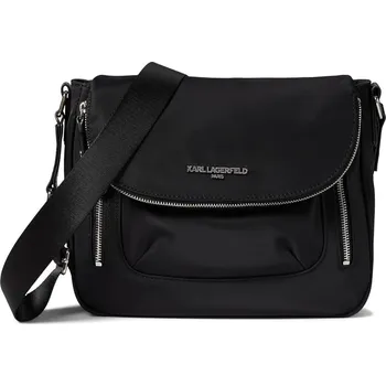 Karl Lagerfeld Paris Cara Messenger Handbag Black Silver