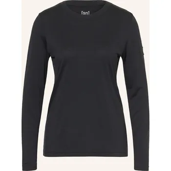 Dámské tričko Super.Natural Dlouhé Rukávy Casual Rib S Merino Vlnou, černá