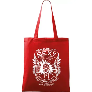 Nákupní taška Nesnáším být sexy - kytarista - Taška bavlněná - 42 x 38 cm ( Červená )