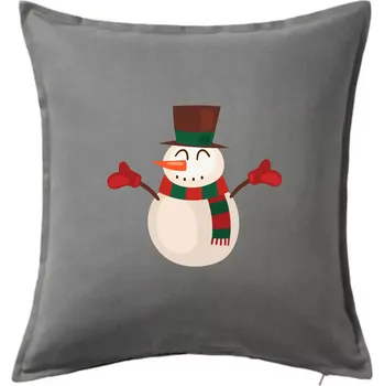 Polštář Vánoční sněhulák - Polštář 50x50 - 50x50 - Včetně výplně ( Tmavě šedý melír )