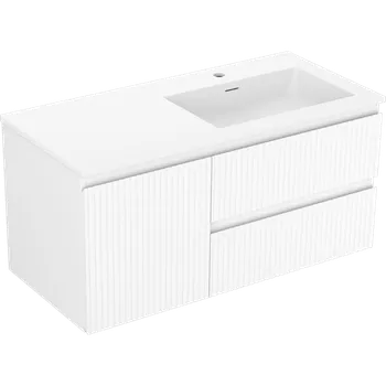 Koupelnový nábytek Mexen Rivel koupelnová skříňka 100 cm s umyvadlem Otis pravým, 2S, 1D, drážkovaná, bílá mat - 91A23-10047-3-BBFFF01-W18P01 Skříňky s umyvadlem