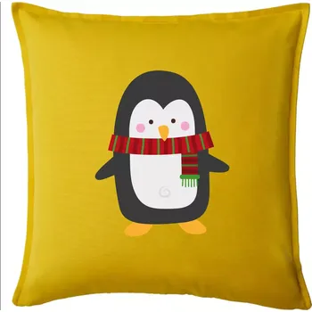Polštář Tučňák se šálou - Polštář 50x50 - 50x50 - Pouze potah ( Žlutá )