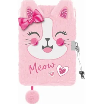 Zápisník Plyšový zápisník se zámkem - Růžová kočka - M/69019