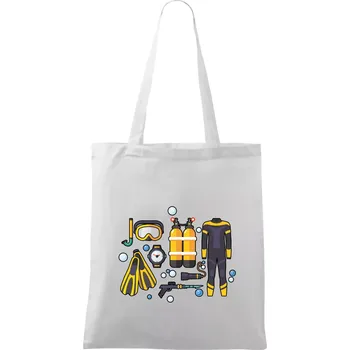 Nákupní taška Potápěčská výzbroj - Taška bavlněná - 42 x 38 cm ( Bílá )