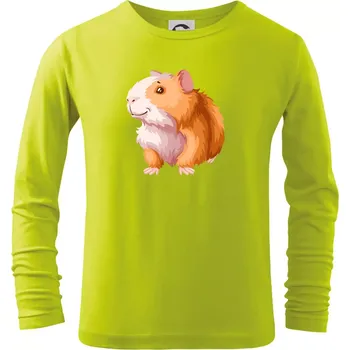 Dětská móda Morče - kreslené, bílo oranžové - Triko dětské Long Sleeve - 104-110cm / 3-4 roky ( Limetková )