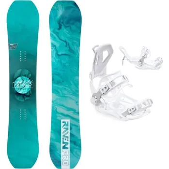 Snowboard Raven PRO Marble Carbon Mint dámský snowboard + Raven Fastec FT360 white vázání 147 cm + M (EU 39-42) + DÁREK + Doprava ZDARMA