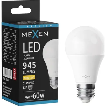 Žárovka Mexen Nova LED žárovka E27, A60, 9W, Teplá - 3000K, 945 lm - L100-E27-0930-01 Żarówki LED