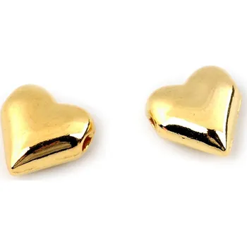 Korálek Kovový korálek srdce 8x8 mm, barva 2 zlatá
