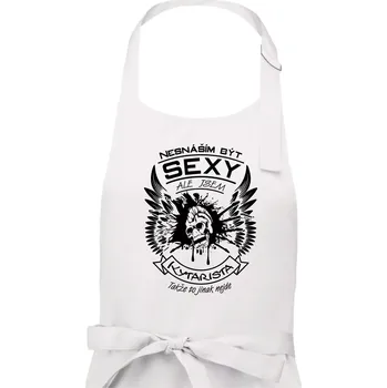 Kuchyňská zástěra Nesnáším být sexy - kytarista - Pánská zástěra na vaření - Univerzální velikost ( Bílá )