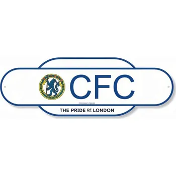 Plechová cedule Chelsea FC Plechová cedule Chelsea FC, bílá, 44 × 15 cm