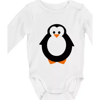 Tučňák obrys - Body kojenecké s dlouhým rukávem - Dlouhý r. do 3 měs ( Bílá )