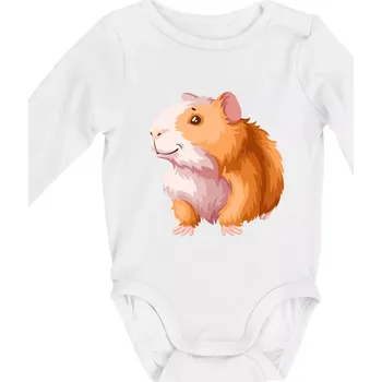 Morče - kreslené, bílo oranžové - Body kojenecké s dlouhým rukávem - Dlouhý r. do 3 měs ( Bílá )