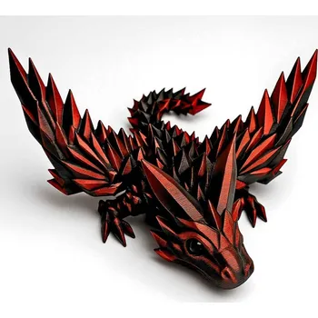Flexi 3D mládě krystalového draka s křídly | Svíčkománie3D | Barva: Červeno-černá lesklá