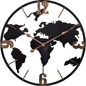 Hodiny MPM Velké designové kovové nástěnné hodiny o průměru 60 cm MPM Verden - černozlaté E04.5458.9080