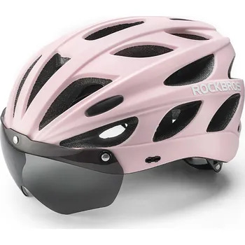 Cyklistická přilba Cyklistická helma Rockbros s kšiltem, odnímatelné UV brýle, odnímatelný kšiltem, unisex - růžová