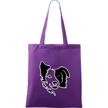 Nákupní taška Border kólie obrys hlavy - Taška bavlněná - 42 x 38 cm ( Fialová )