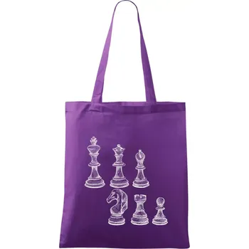 Šachové figurky kreslené - Taška bavlněná - 42 x 38 cm ( Fialová )