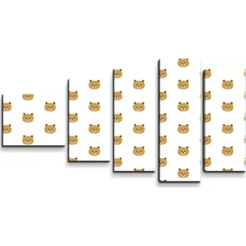 Obraz Sablio Obraz - 5-dílný Medvídci na bílé - 100x60 cm