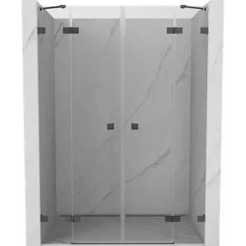 Sprchové dveře Mexen Lunar Duo pantové sprchové dveře 140 cm, transparentní, kartáčovaný gun šedý - 834D-140-000-66-00 Sprchové dveře