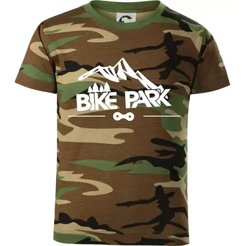 Bike park hory - Dětské maskáčové triko - 104-110cm / 3-4 roky ( Hnědý maskáč )