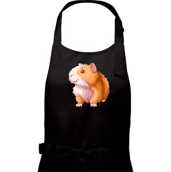 Kuchyňská zástěra Morče - kreslené, bílo oranžové - Dámská zástěra na vaření - Univerzální velikost ( Černá )