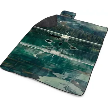 deka Sablio Plážová deka Hydroplán na horském jezeře: 200x140 cm