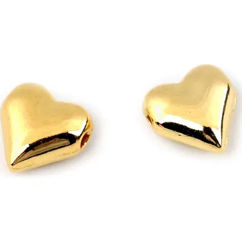Dětské navlékací korálky Kovový korálek srdce 8x8 mm, velké, 2 zlatá