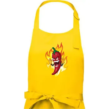 Kuchyňská zástěra Chili paprička velmi pálivá - Dámská zástěra na vaření - Univerzální velikost ( Žlutá )
