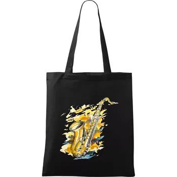 Saxofon malovaný - Taška bavlněná - 42 x 38 cm ( Černá )