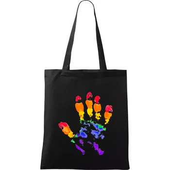 LGBT hand print - Taška bavlněná - 42 x 38 cm ( Černá )
