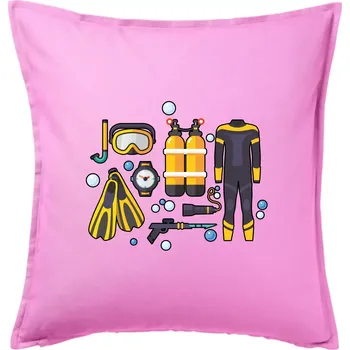 Polštář Potápěčská výzbroj - Polštář 50x50 - 50x50 - Pouze potah ( Růžová )