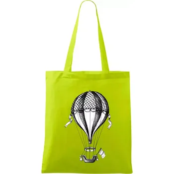 Nákupní taška Horkovzdušný balón kreslený - Taška bavlněná - 42 x 38 cm ( Limetková )