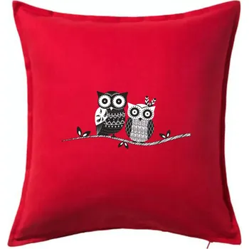 Polštář Dvě sovy abstraktní - Polštář 50x50 - 50x50 - Pouze potah ( Červená )